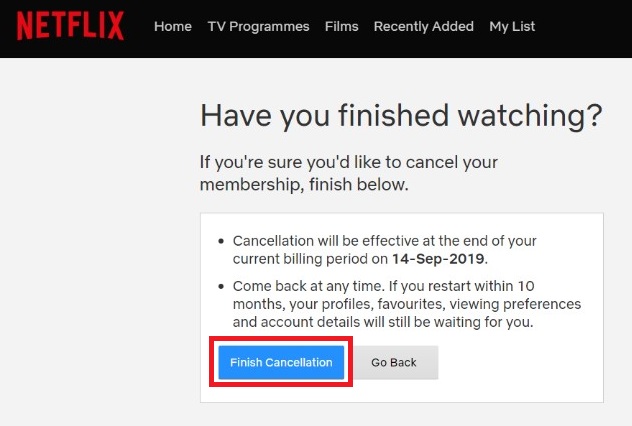 Cancel Netflix Account