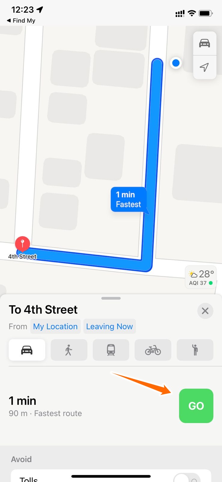 Directions to device
