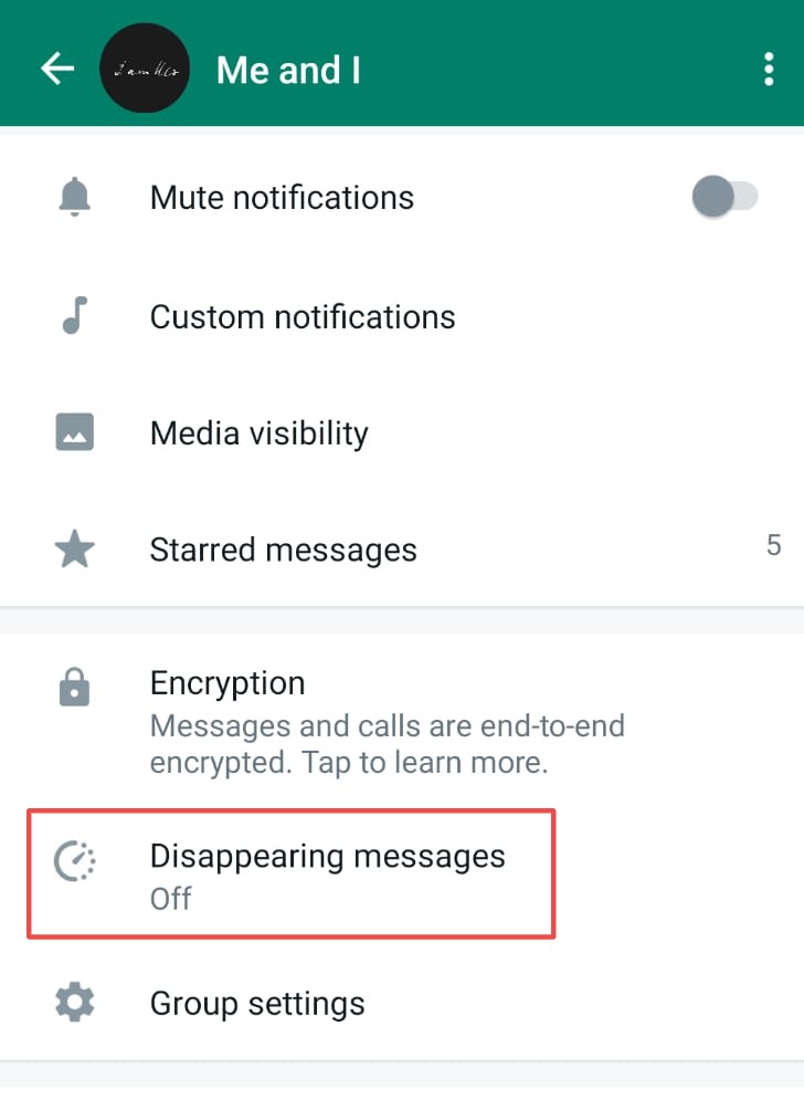 Enable Disappearing Messages