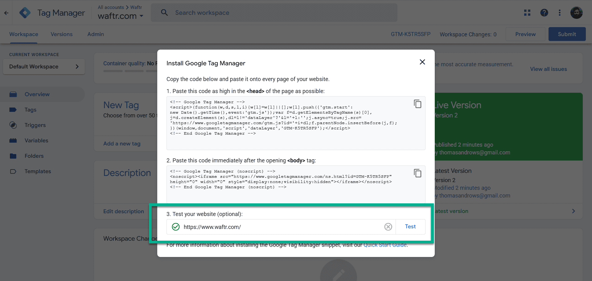 Test GTM Container
