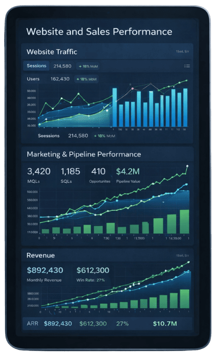 Waftr Hero image showing web and sales analytics Waftr Hero image showing web and sales analytics